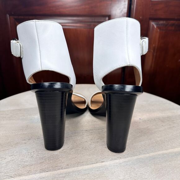 Vince Womens Nicole Leather Sandals Size 7 White Leather Open Toe Block Heels - Picture 6 of 10